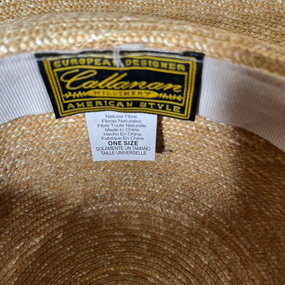 Vintage Callanan Wide Brim Straw Hat Black Band with … Gem