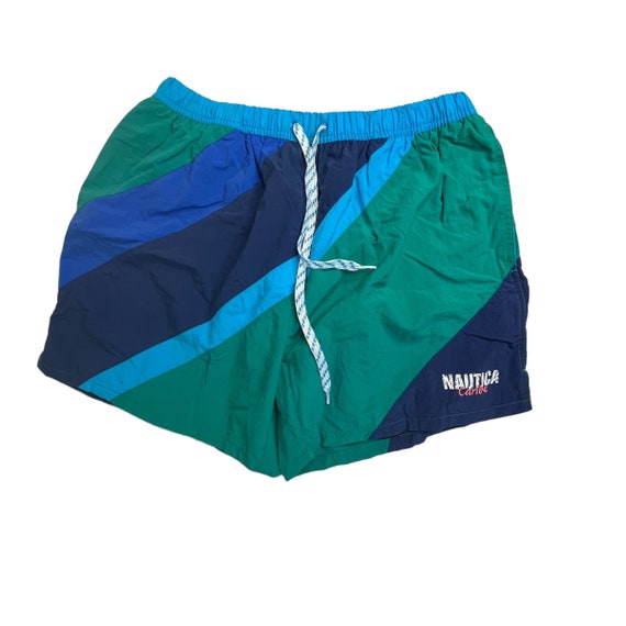 Vintage 90s Nautica Swim Trunks Men's L Colorblock