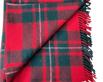 Scottish Highland Green Red Throw Plaid Rug Blanket Scotland