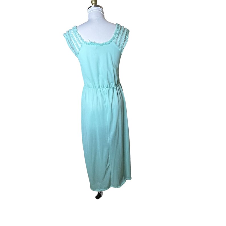 Vintage 60s Chic Lingerie Company California Aqua Nightgown Peignoir Ruffle Nylon, 36 image 3