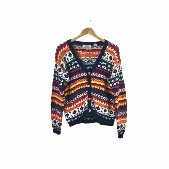 Vintage 90's Colorful Striped Cropped Cardigan Swe