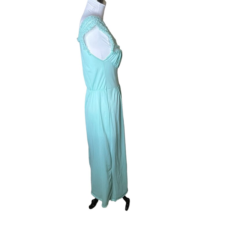 Vintage 60s Chic Lingerie Company California Aqua Nightgown Peignoir Ruffle Nylon, 36 image 6