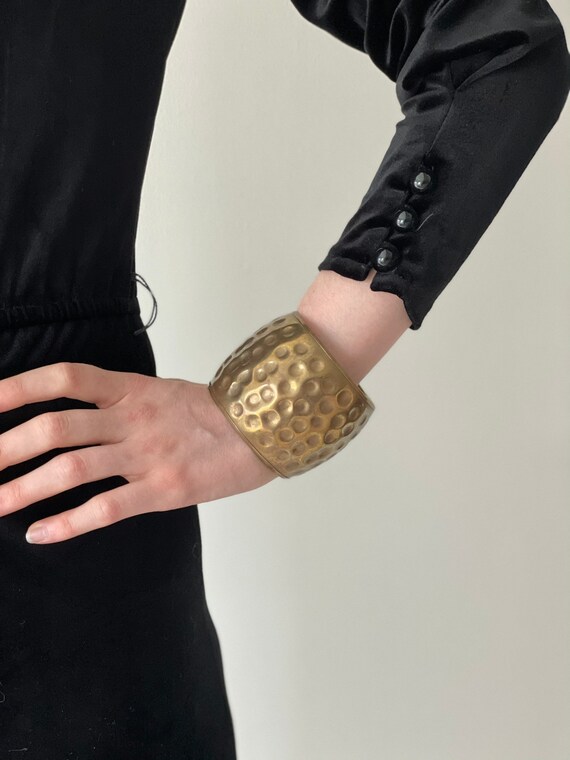 Vintage Hammered Brass Cuff Bracelet