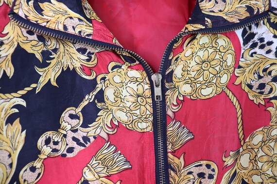 Vintage 90's EVR Silk Red Chains Tassle Bomber Ja… - image 3