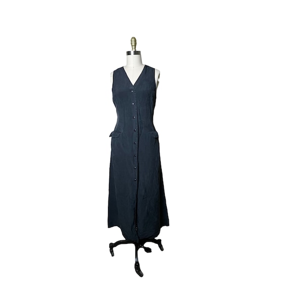 Vintage Limited America Silk Maxi Dress Full Butt… - image 1