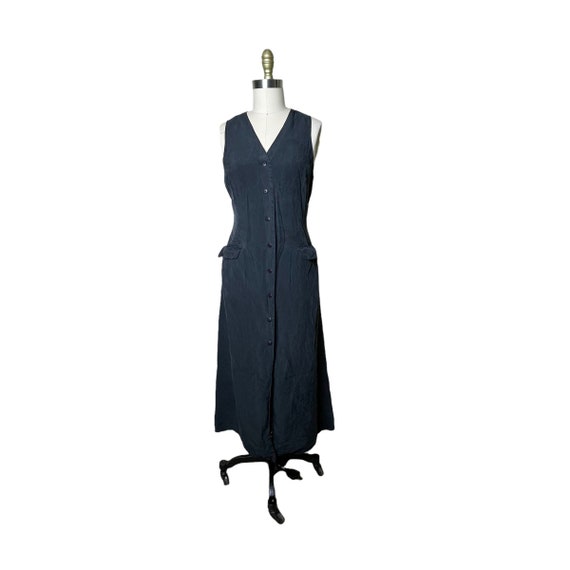 Vintage Limited America Silk Maxi Dress Full Butt… - image 3