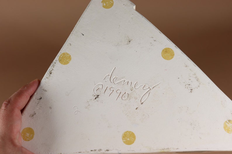 Vintage Demery Art Pottery Southwestern Triangular Planter x large signed 90/'