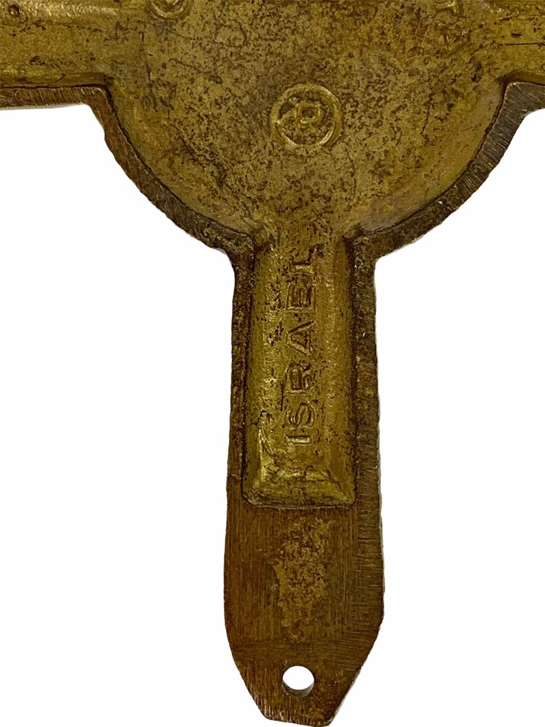 Vintage Terra Sancta Brass Enamel Cross Door Door Knocker image 3