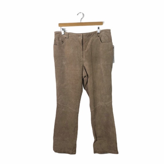 Vintage Brown Suede Plus Size Pants, Size 16 W New