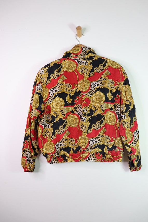 Vintage 90's EVR Silk Red Chains Tassle Bomber Ja… - image 6