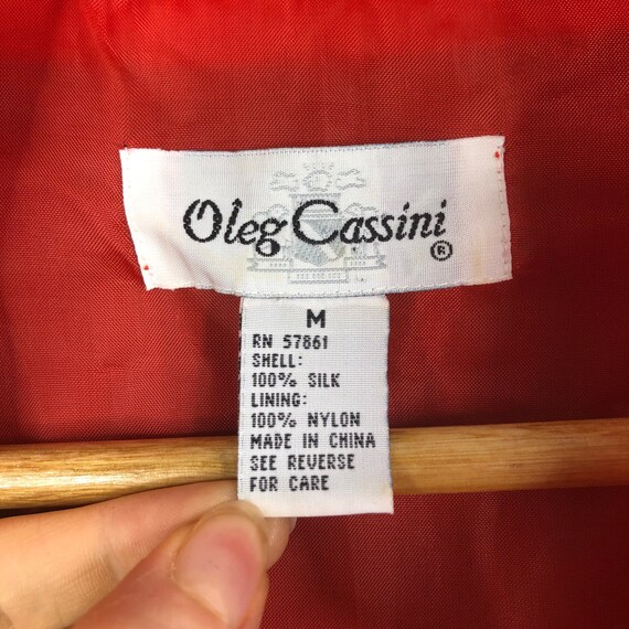 Vintage Red Blue Baroque Silk Oleg Cassini Bomber… - image 4