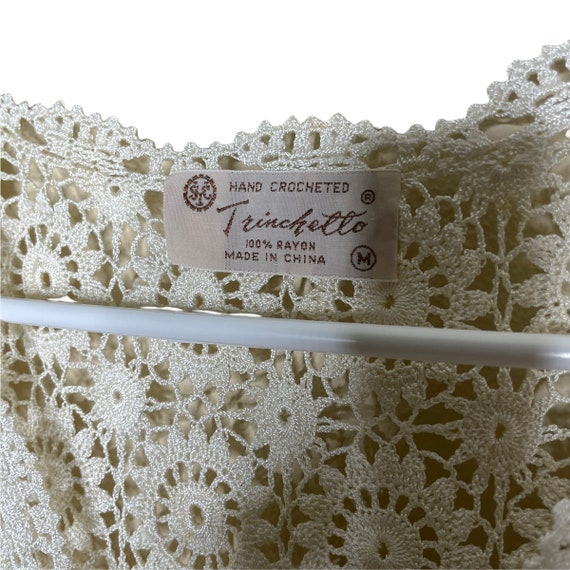 Trinchetto White Hand Crochet Open Knit Shortslee… - image 8