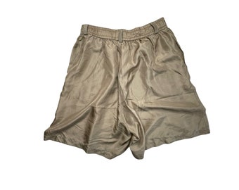 Vintage Women's Stunt Brown Silk Shorts, Size Large