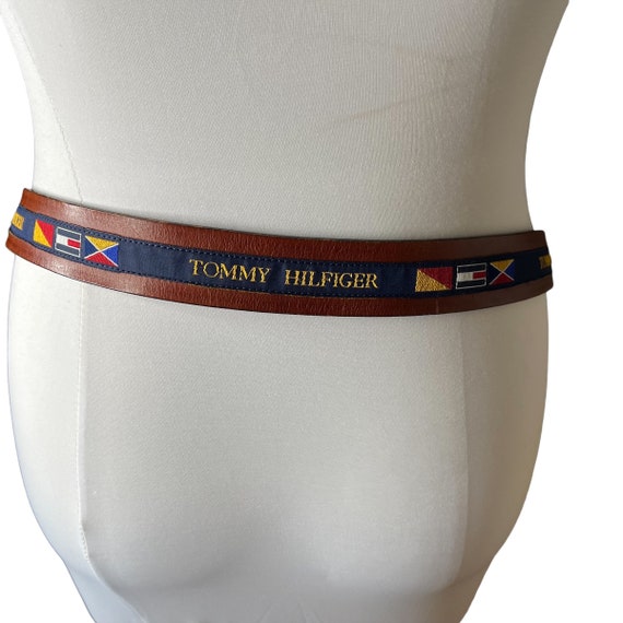 Vintage Tommy Hilfiger Brown Leather Flag Belt, 36 - image 6