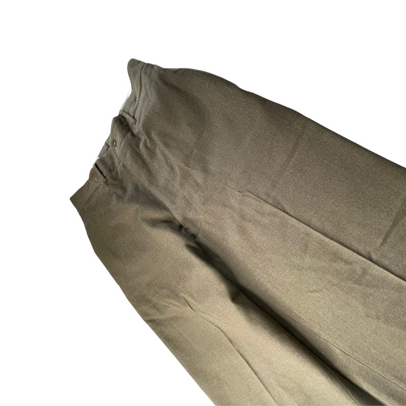 Vintage 1950's Men's Military Drab Brown Suspender Woolen Trouser Pants, Size 33 image 4