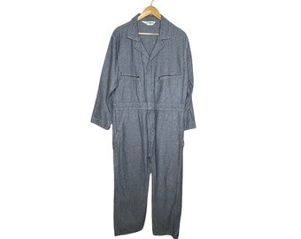 Vintage Key Imperial Coveralls, Grey Mechanic, Denim Coveralls, Size 44 Short