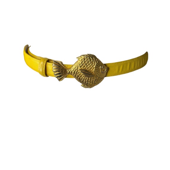 Vintage Carlisle Yellow Lizard Embossed Belt with 