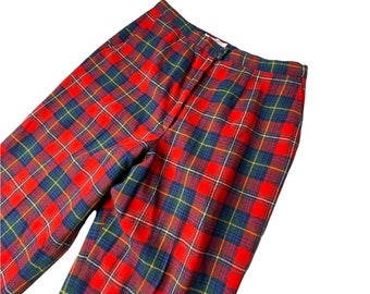 Vintage Pendleton Wool Boyd Tartan Red Christmas Plaid Trouser Pants, Size 30