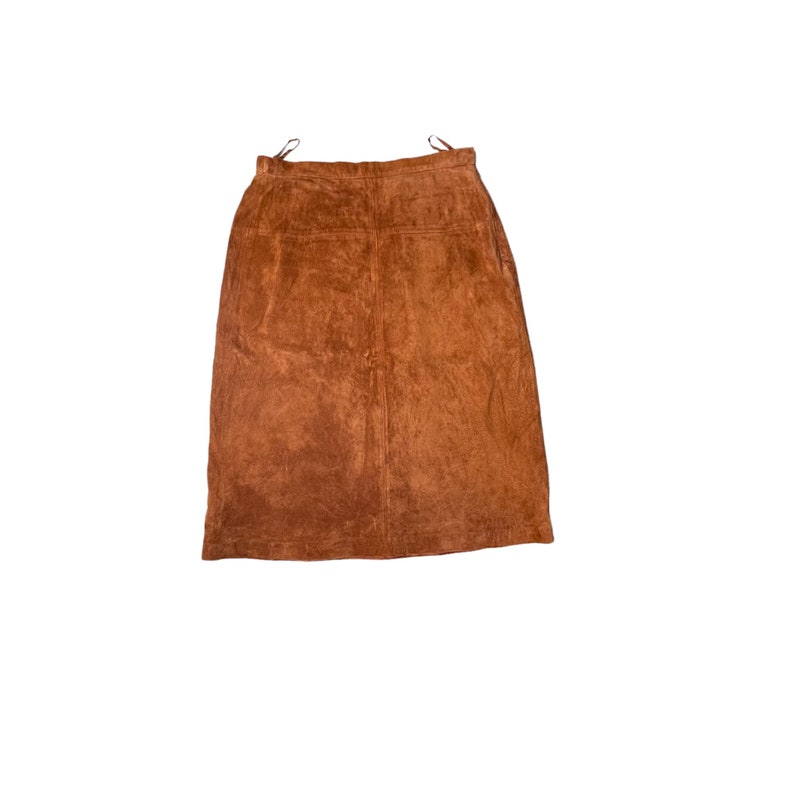 Vintage Terry Lewis Rust Brown Suede Lined Mini Skirt, Size 14 image 6