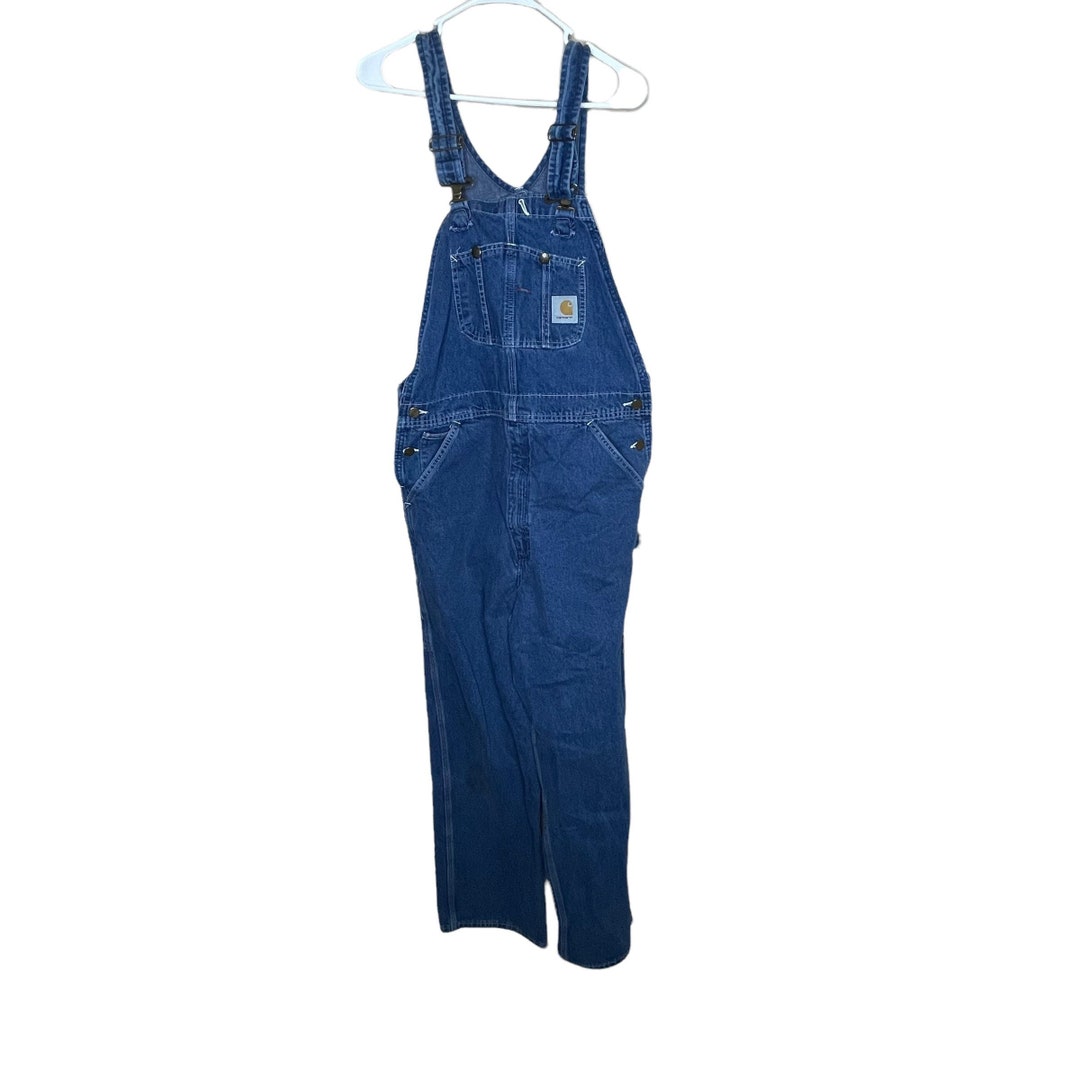 Vintage Men's Carhartt Denim Bib Overalls, No Tag, Size 38, Flawed Etsy