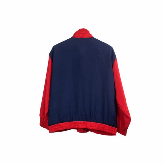 Vintage Red Blue Baroque Silk Oleg Cassini Bomber… - image 2