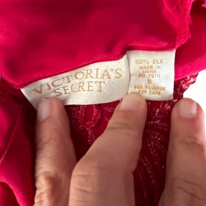 Victoria Secret Gold Label Slip Dress Red 100% Silk Short Mini Vintage Small image 6