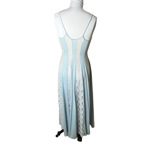 Vintage 60's Warnaco Powder Blue White Lace Long … - image 2