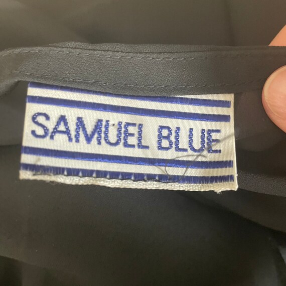 Vintage Samuel Blue Black Sheer Chiffon Wrap Dres… - image 3