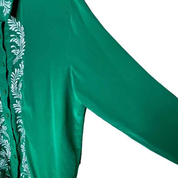 Vintage Diane von furstenberg green embroidered s… - image 4