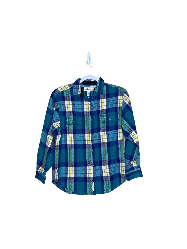 Vintage 90's Blue Buffalo Check The Limited Blue Plaid Flannel Button Down Shirt, Size 10 image 1