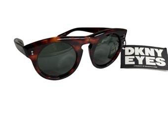 Vintage 90's New DKNY Bausch & Lomb Thick Tortoise Minimalist Sunglasses, Eastside KO109