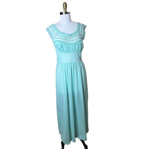 Vintage 60s Chic Lingerie Company California Aqua Nightgown Peignoir Ruffle Nylon, 36 image 2