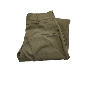Vintage 1950's Men's Military Drab Brown Suspender Woolen Trouser Pants, Size 33 image 3