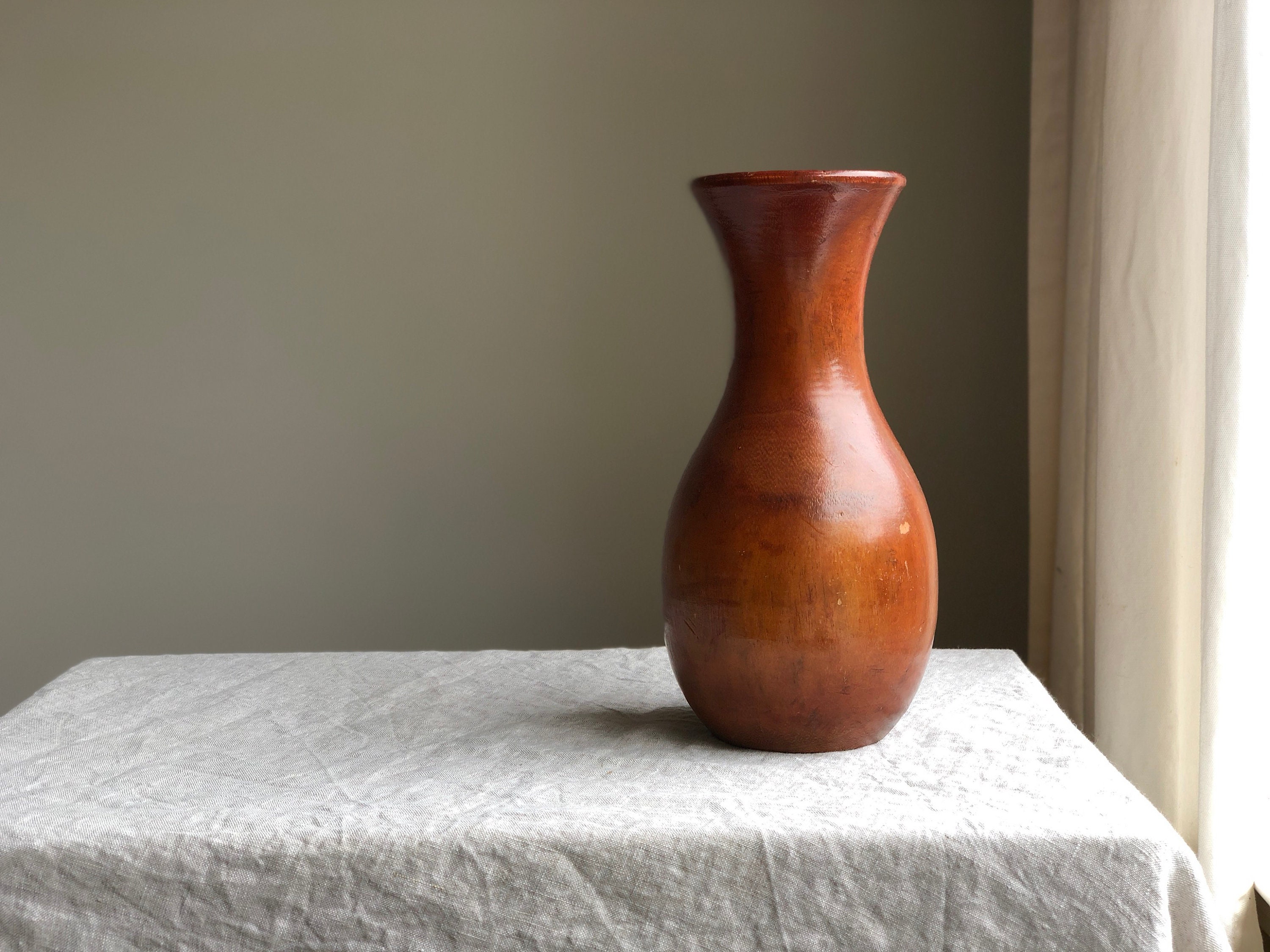 Large Turned Wooden Vase Hawaiian Monkey Pod Wooden Vase Etsy