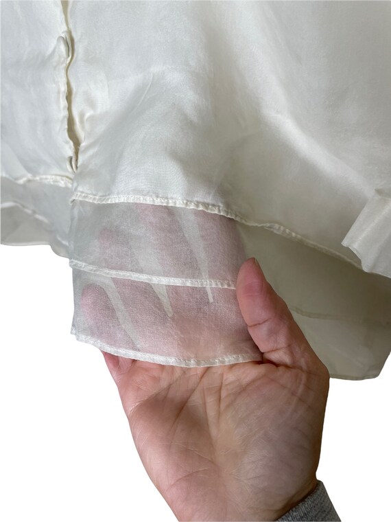 Willi Smith White Silk Organza Sheer Tiered Embro… - image 3