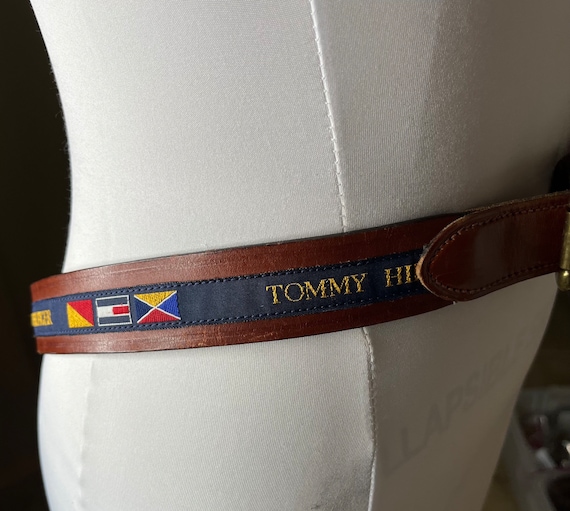 Vintage Tommy Hilfiger Brown Leather Flag Belt, 36 - image 5