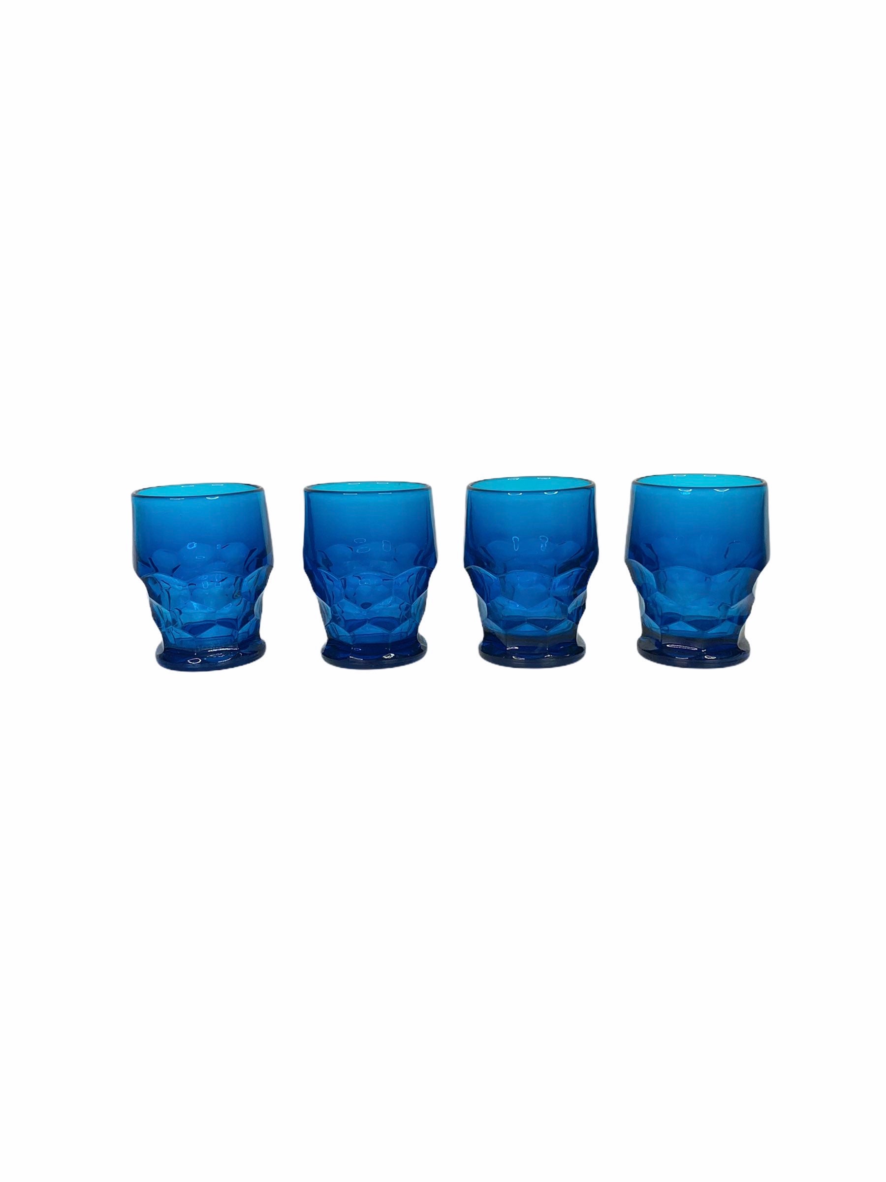 Vintage Viking Set Of 2 Georgian Blue Bluenique Honeycomb Water Goblets 8oz 