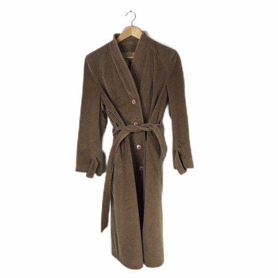 Vintage Del Costa Brown Camel Cashmere Long Belted