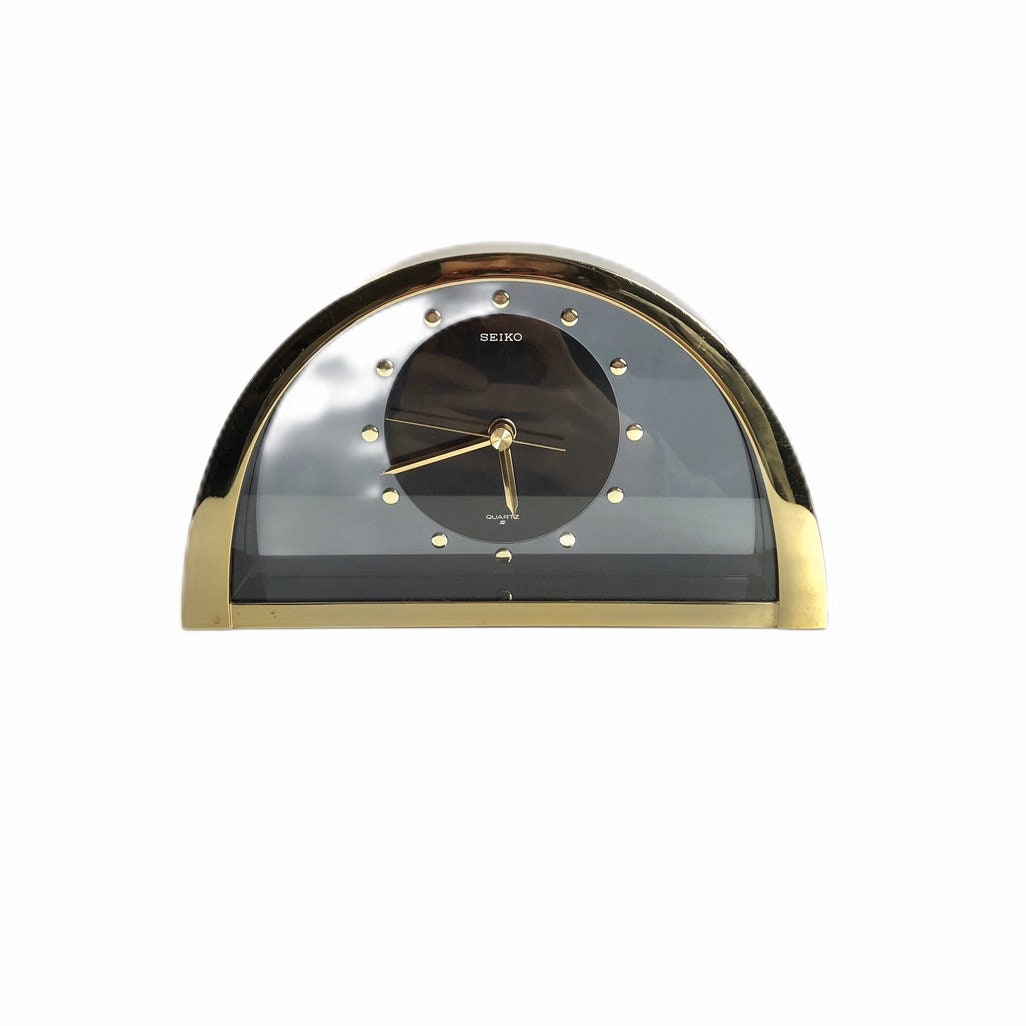 Seiko Arched Brass & Smoked Glass Mantle Clock Model-qqz137g - Etsy