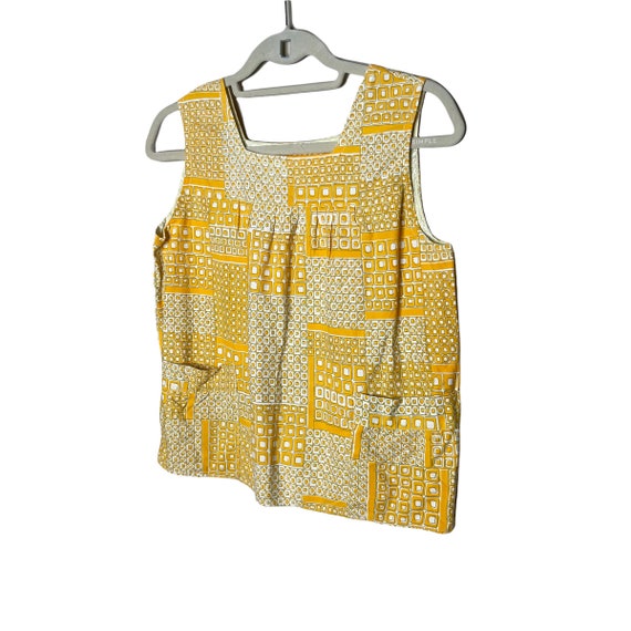 Vintage 70's Handmade Yellow Smock Sleeveless Blo… - image 7