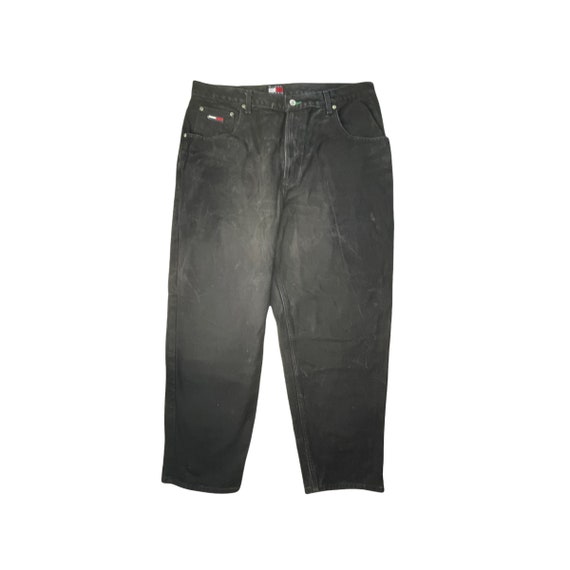 Vintage Tommy Hilfiger Black Jeans, Flag Patch, L… - image 2