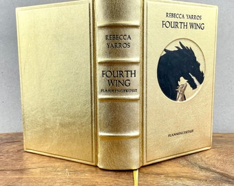 Fourth Wing - Ledereinband - Buch in goldenes Leder gebunden - Book art - UNIKAT