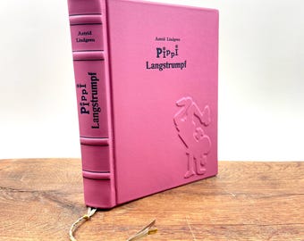 Pippi Longstocking Complete Edition | Pink Leather Binding | Handmade Unique Item | Children's Classic by Astrid Lindgren