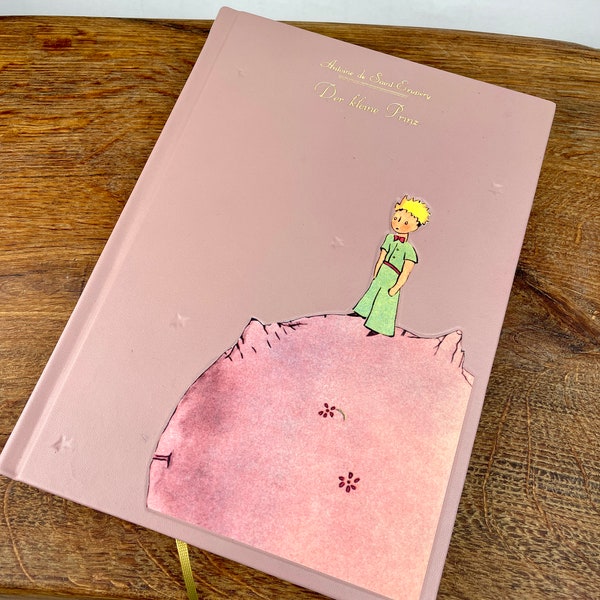 Der kleine Prinz - Buch Ledereinband - Antoine de Saint-Exupéry - Geschenk zur Geburt/Taufe - Kinderbuch Klassiker farbig Illustriert UNIKAT