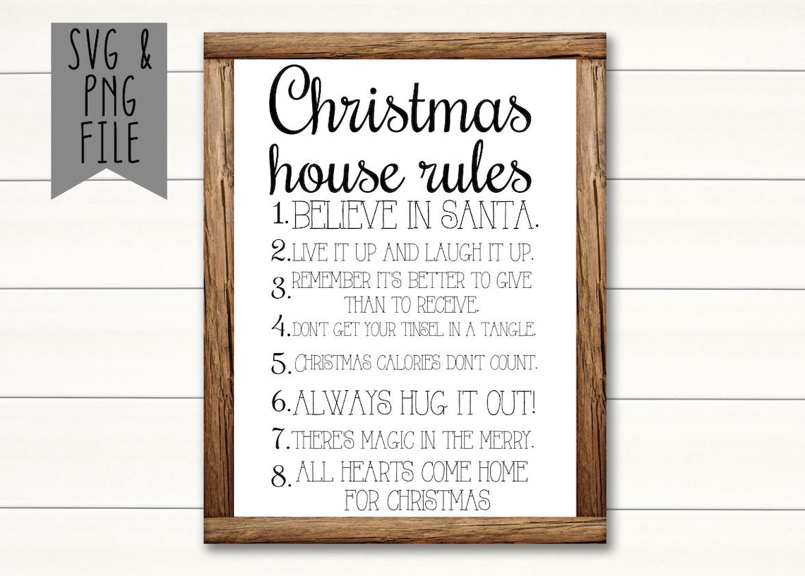 Christmas House Rules SVG & PDF File Printable Perfect for  Etsy