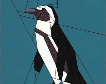 The Penguin - The Animalia Collection, bloc de courtepointe FPP, motif d'assemblage de papier de base
