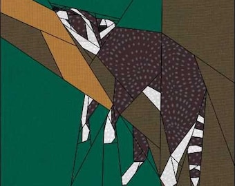 The Racoon Foundation Paper Piecing pattern PDF, FPP Quilt Block