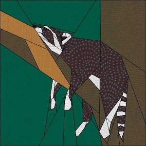 The Racoon Foundation Paper Piecing pattern PDF, FPP Quilt Block