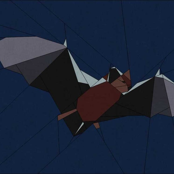 Pipistrelle Bat Foundation Paper Piecing Pattern, Quilting FPP block, Halloween wildlife sewing pattern