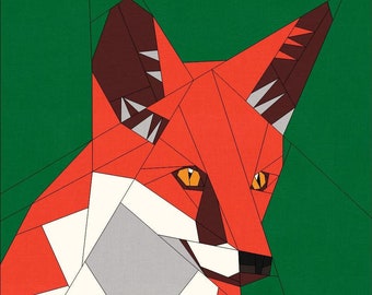The Fox Foundation Paper Piecing pattern, FPP quilt block.